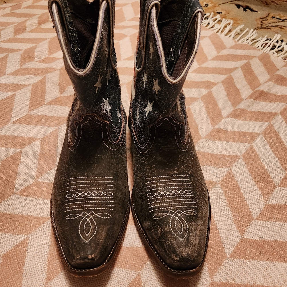 Roper American Patriotic Black and Red Western Boots - Picture 2 of 9